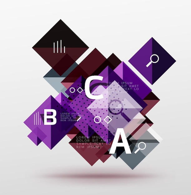 Repetition of overlapping color squares geometric modern background