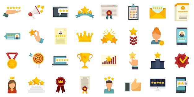 reputation icons set. flat set of reputation vector icons isolated on white background