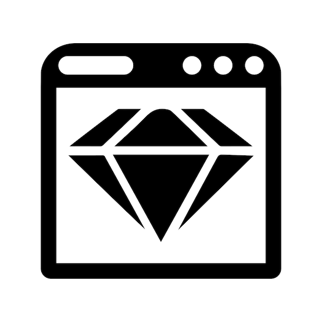 Reputation website diamond icon Black vector graphics