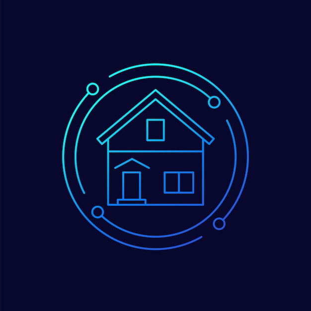 residential house icon linear design