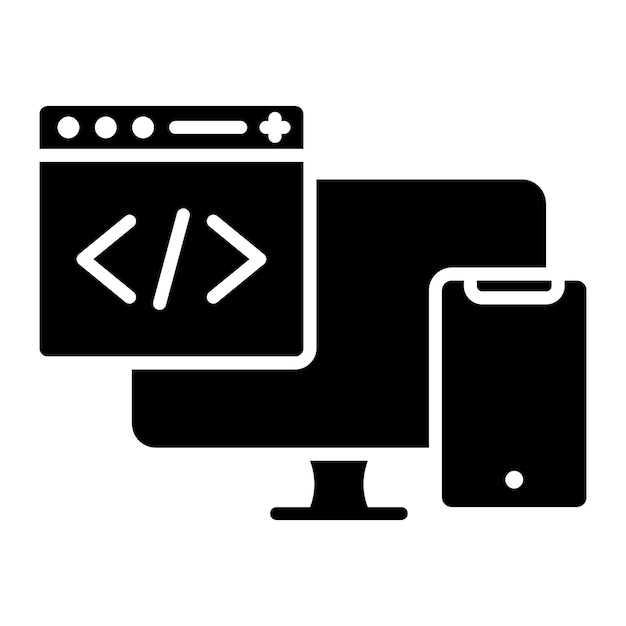 Responsive Design Glyph Solid Black Illustration