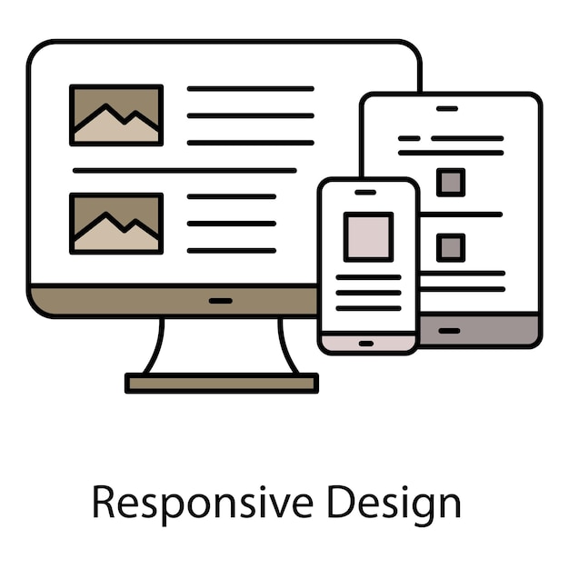 Responsive Design Vector Icon for Website Optimization on Desktop Tablet and Smartphone