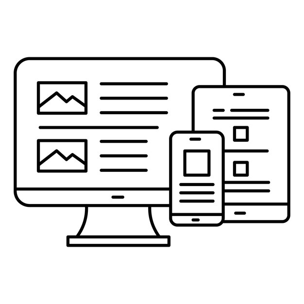 Responsive Design Vector Icon Representing Website Compatibility with Smartphone Tablet and Desktop