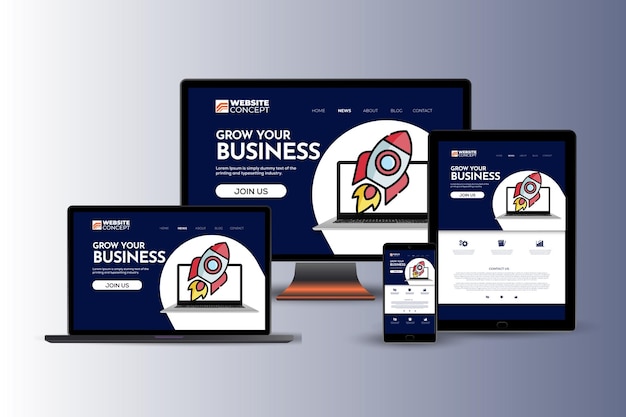 responsive website design and landing page concept