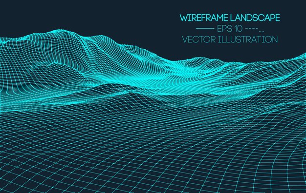 Retro background futuristic landscape 1980s style Digital retro landscape cyber surface 80s party background Retro 80s fashion SciFi Background Landscape Vector EPS 10