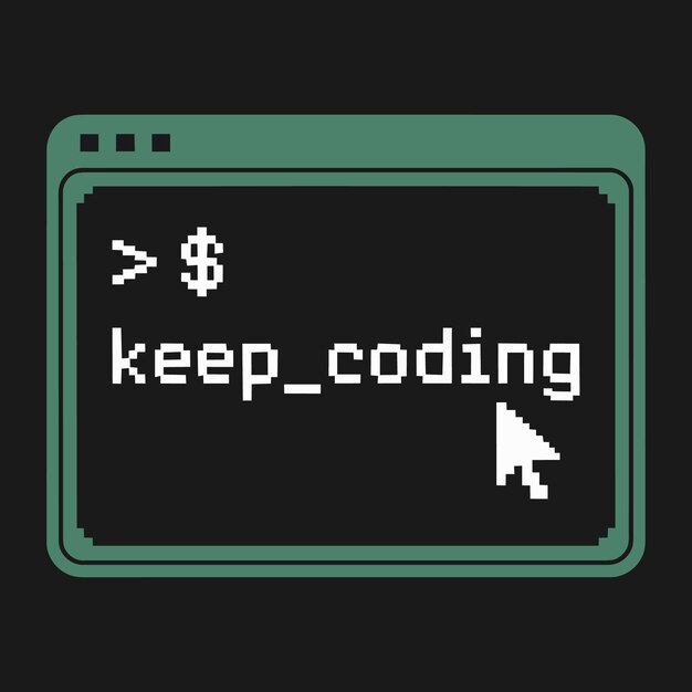 Retro computer terminal tshirt design with green text and blinking cursor keep_coding