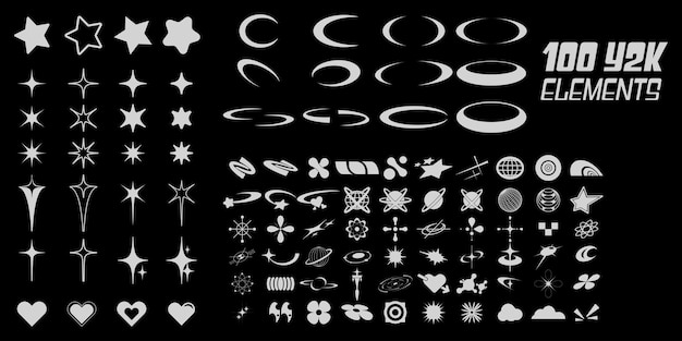 retro futuristic elements for design big collection of abstract graphic geometric symbols