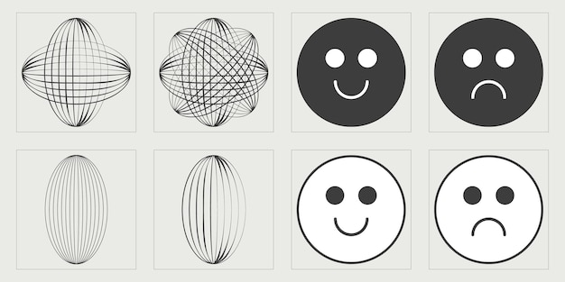 Retro futuristic elements for design Large set of retro objects for design Modern abstract forms