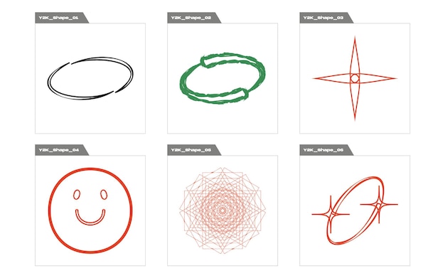 Retro futuristic elements for design Rave psychedelic retro futuristic set Templates for notes posters