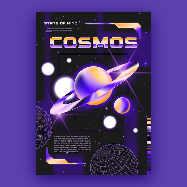 Retro futuristic vertical poster template