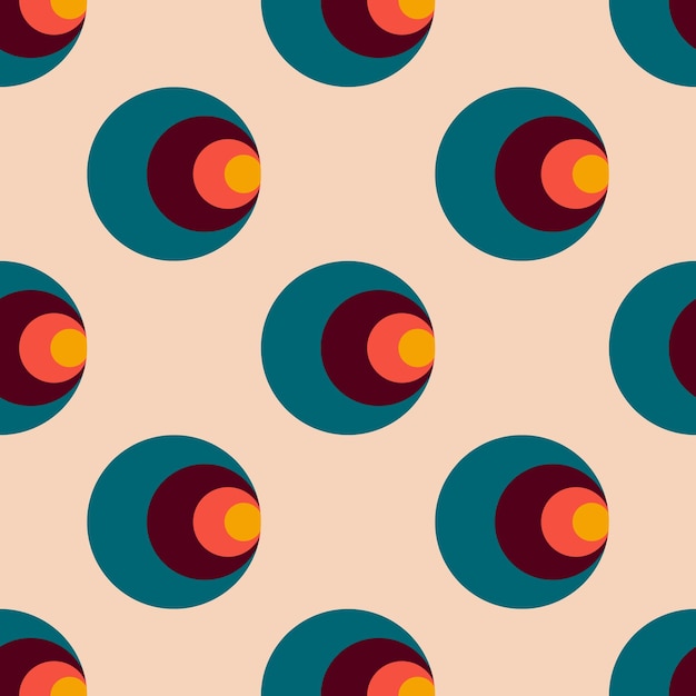 Retro groove pattern with circles in the style of 70 s