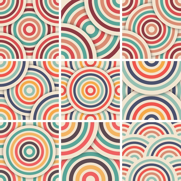 Retro overlapping circles digital paper