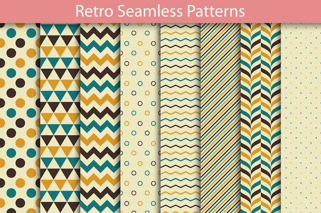 retro patterns  seamless vector collection