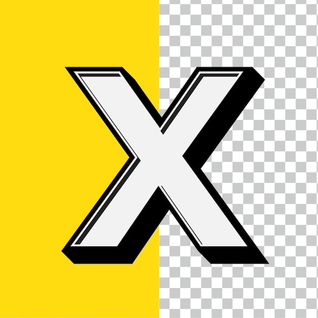 Retro Style White Letter X Icon with Editable Yellow Backdrop