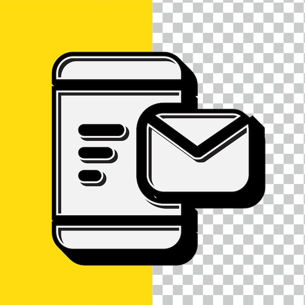 Retro Style White Mobile Email Icon with Editable Yellow Backdrop