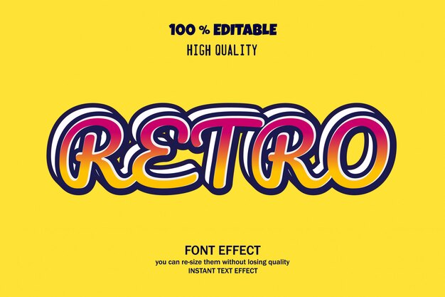retro text style, editable font effect