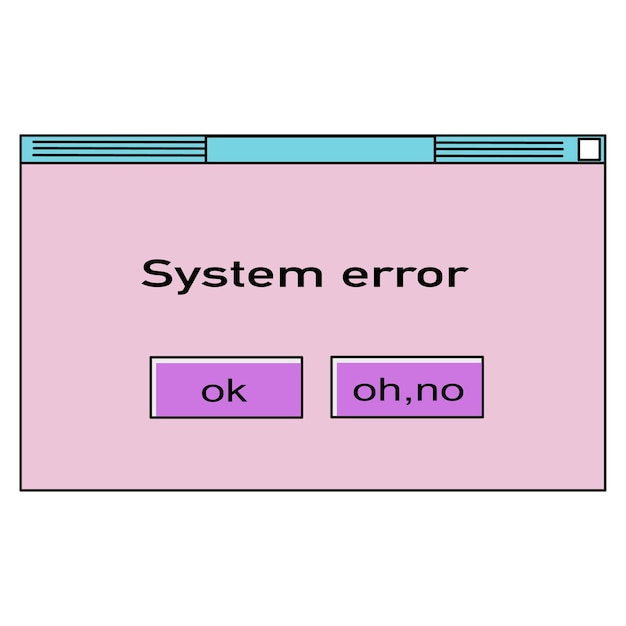 Retro vaporwave desktop with message boxes system error and user interface elements.