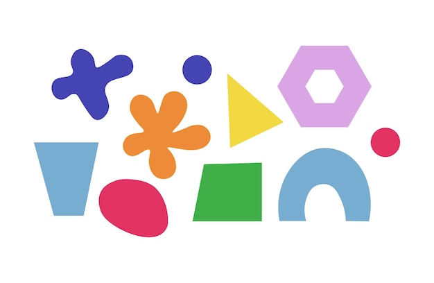 Retro vintage yk geometric abstract shapes set colorful triangles circles rainbow