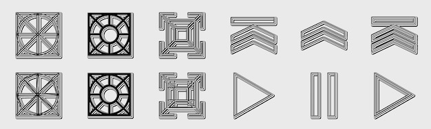 Retrofuturistic y2k geometry design elements collection Collection of abstract graphic geometric symbols Objects in y2k style