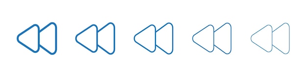 rewind button icon symbol collection thin outline set
