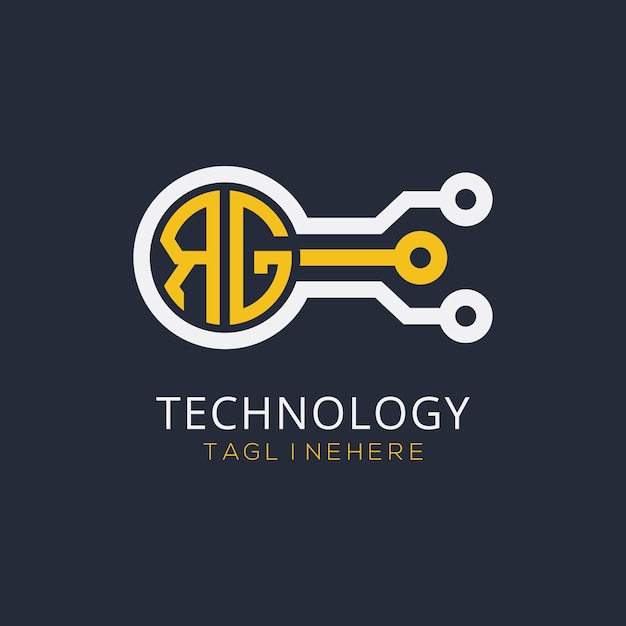 rg initial monogram for technology logo with circle style design