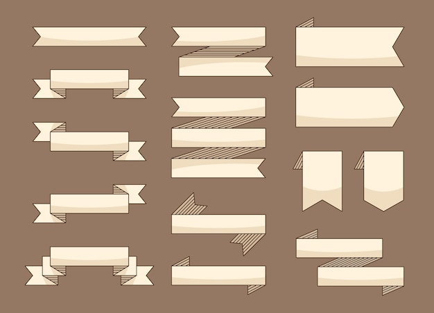 ribbon banner in retro vintage style tag label frame vector illustration blank template design