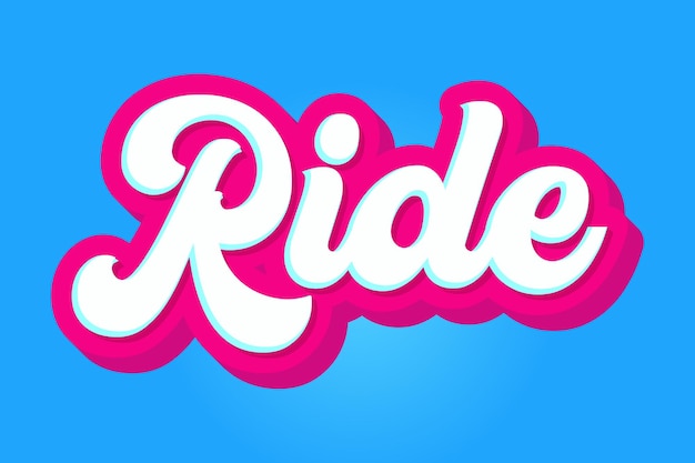 Ride 3d extrude font text effect vector template