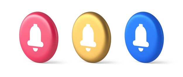 Ring button cyberspace sound reminder service 3d realistic icons