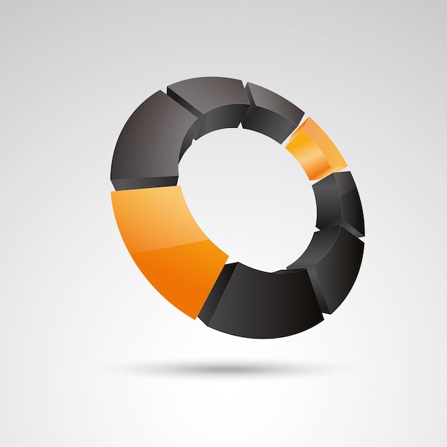 ring frames 3d vector icon as logo formation in black and orange glossy colors, Corporate design. Vector illustration. Eps 10 vector file.