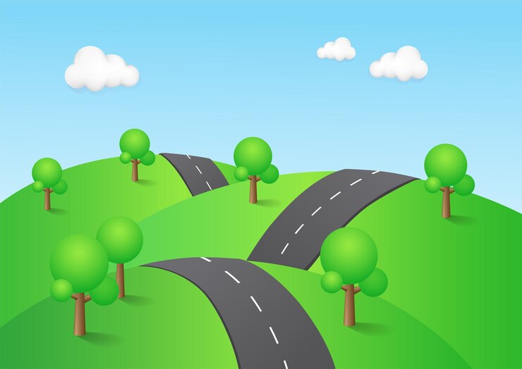 Vector roadway cross the hill