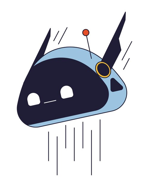 Robot android head flat line color isolated vector object AI technology Robotics Editable clip art image on white background Simple outline cartoon spot illustration for web design