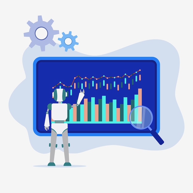 Robot automatic stock trading 2d vector