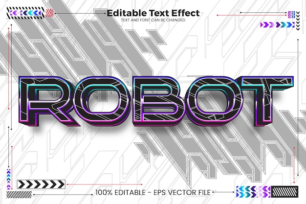 Robot editable text effect in modern cyber trend style