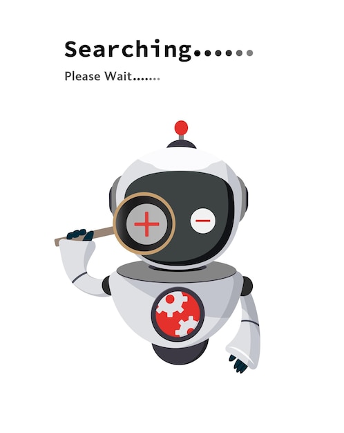 robot search vector character design. searching engine data information system with ai technology.