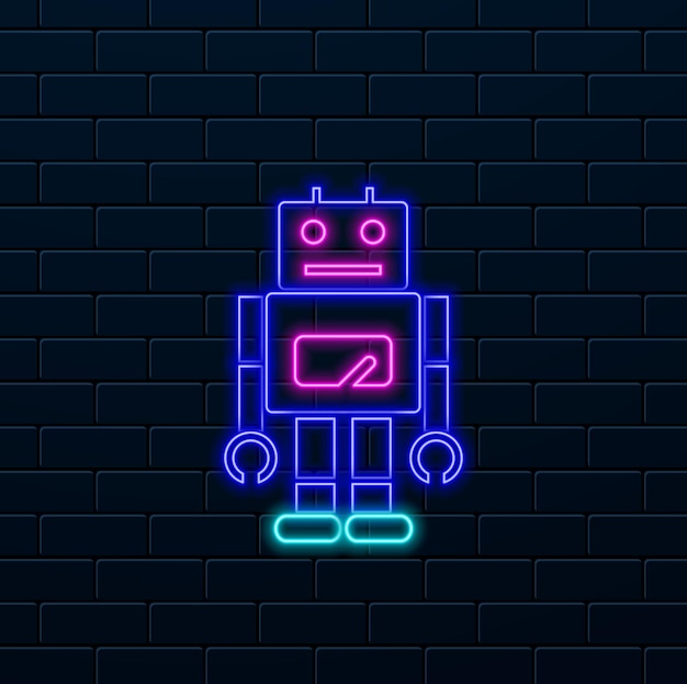 Robot smart robot icon Artificial elements in neon style icons Simple icon for websites web design m