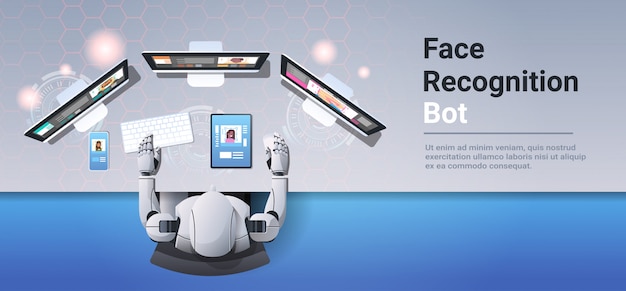 robot using digital devices face scan recognition bot security system identification artificial