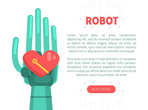 robot website landing page template robotic software automation artificial interlligence oncept vector illustration