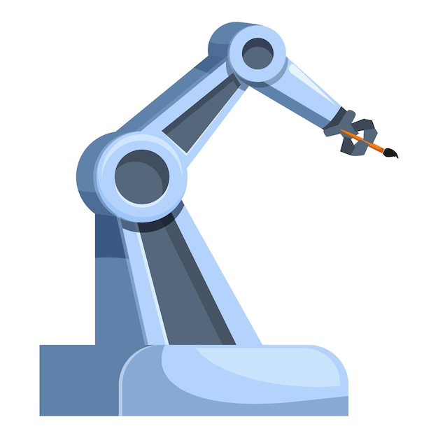 Robotic arm holding paintbrush exploring intersection of art and technology