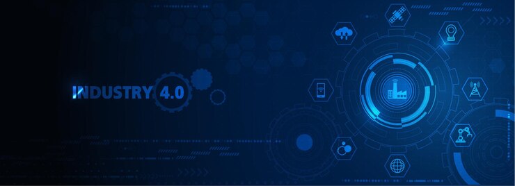 Vector robotic futuristic hud background concept of automatization machinery robotic technology