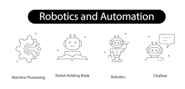 Robotics and Automation Vector Icon design Robotics Machine Processing Chatbot Robot Holding Book Hand Sensor Wearable