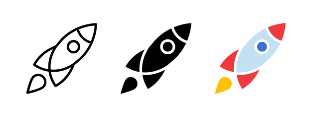 Rocket icon Startup vector symbol Business launch illustration Space technology sign