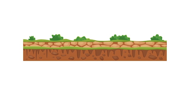 Rocky underground layers grass land and earth texture on different levels