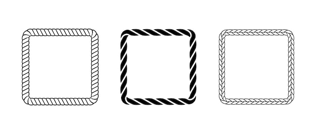 Rope frame set Squared cord border collection Rectangular rope loop pack Chain braid or plait border