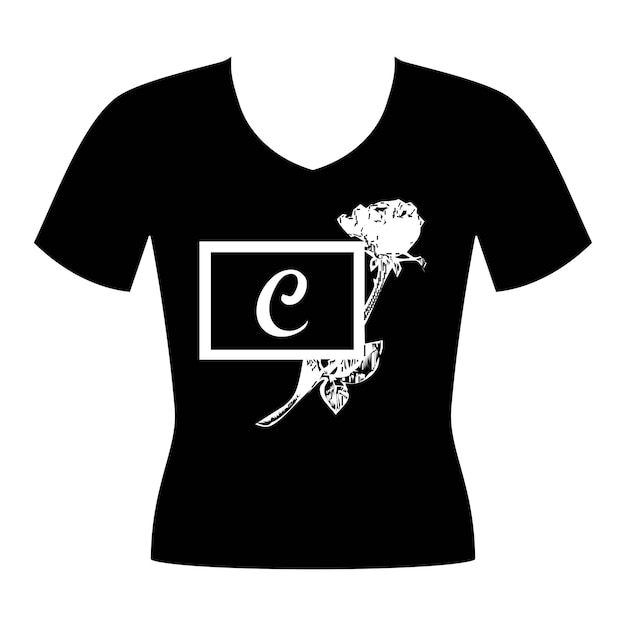 Rose Card monogram black t shirt vector design