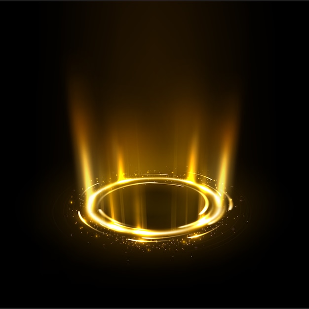 Rotating gold rays with sparkles