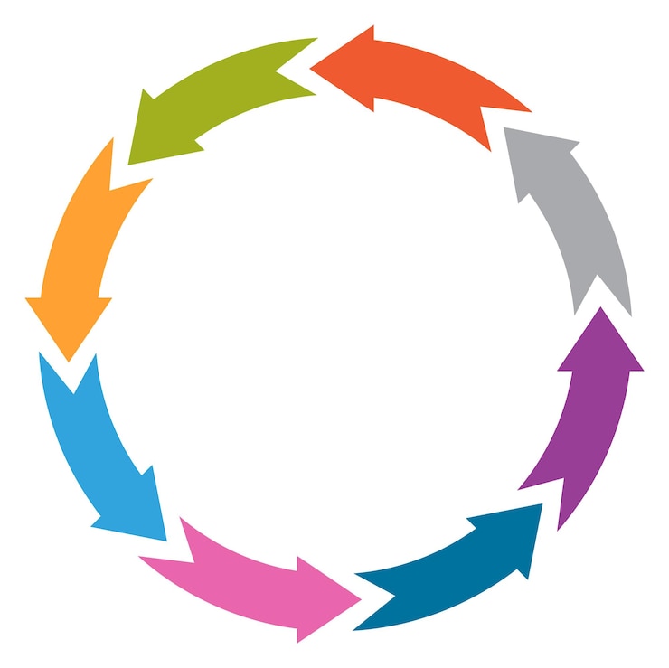 Vector round arrows circle cycle process data template
