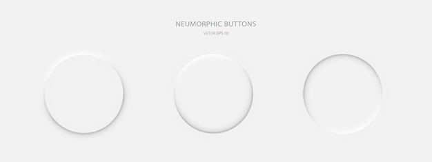 round buttons in neumorphic style on a white background