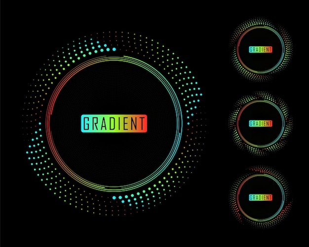 round gradient logos halftone circle dotted frame