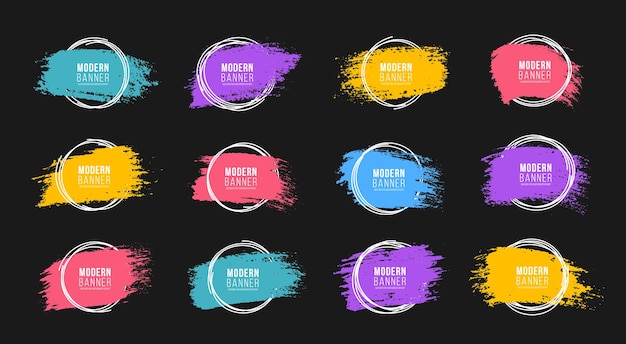 Round multi colored logos and frames