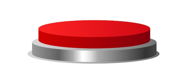 Round red button Vector 3d illustration isolated on white background